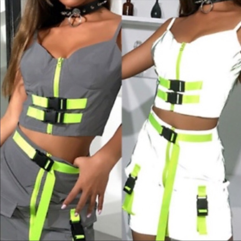 Reflective neon green and gray set
